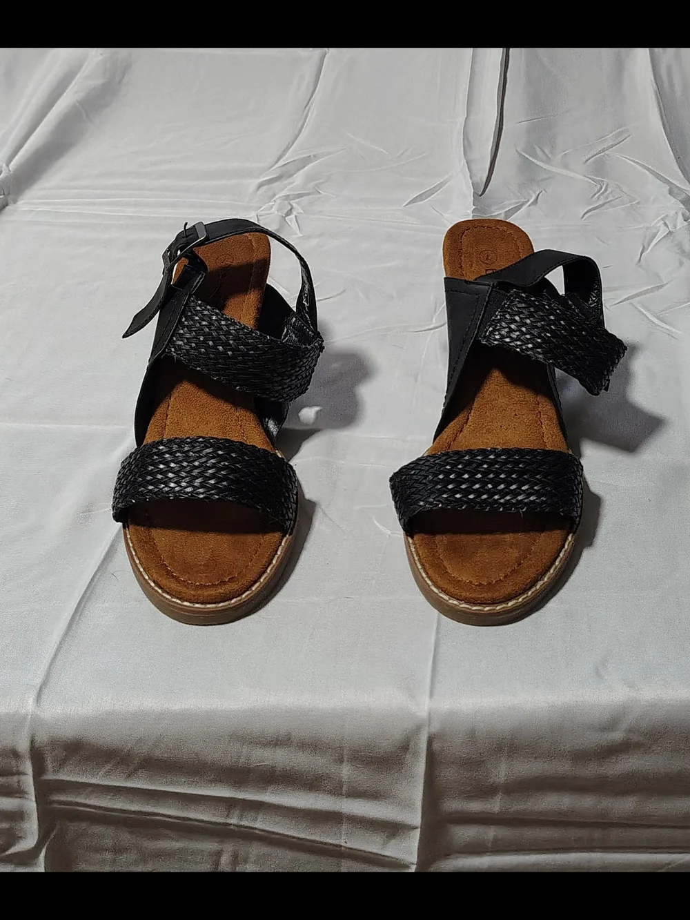 Ladies Size 7 Whimsygoth Strappy Stylish Braided Wedge Heel Sandals